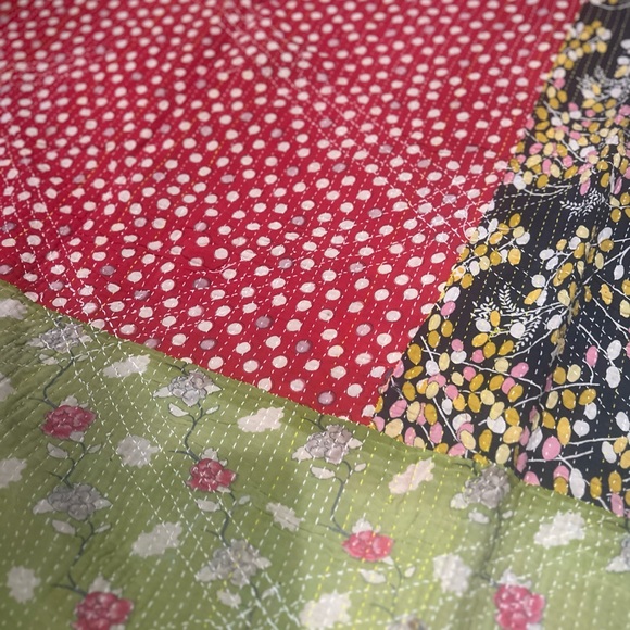 Vintage KANTHA Floral Patchwork crazy Quilt - REVERSIBLE LARGE XL - Picture 2 of 10
